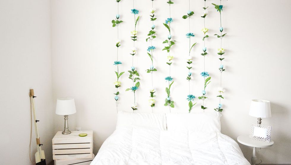 DIY Flower Wall Headboard