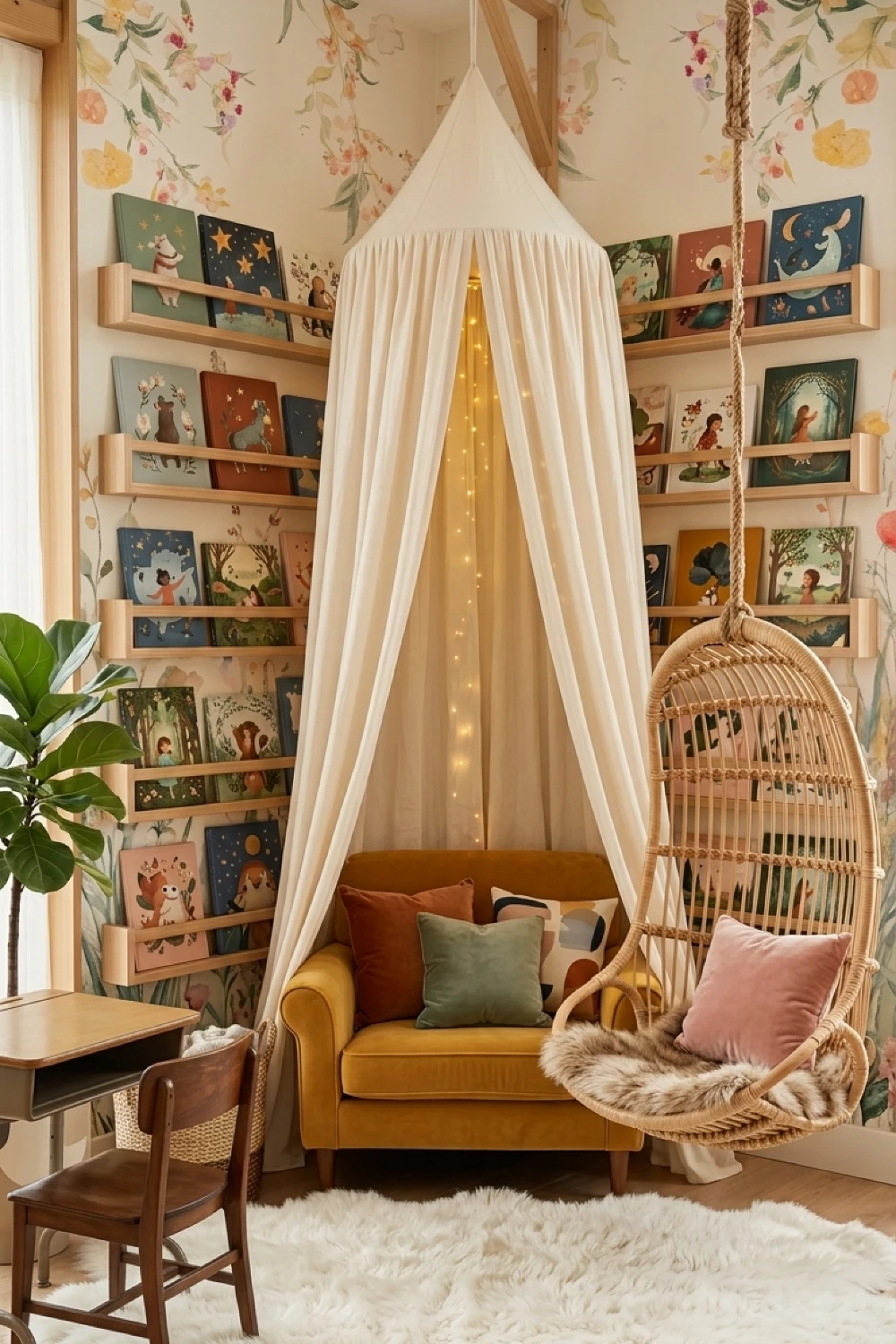 cozy-chairs-for-reading-kids-rattan-swing-and-velvet-settee.webp