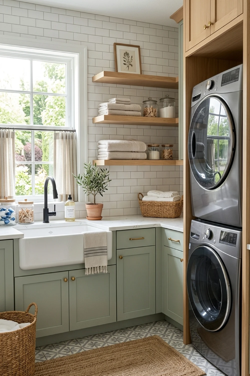 23-inspiring-laundry-room-designs-for-a-stress-free-home-sage-green-laundry-room-designs-with-stacked-units.webp