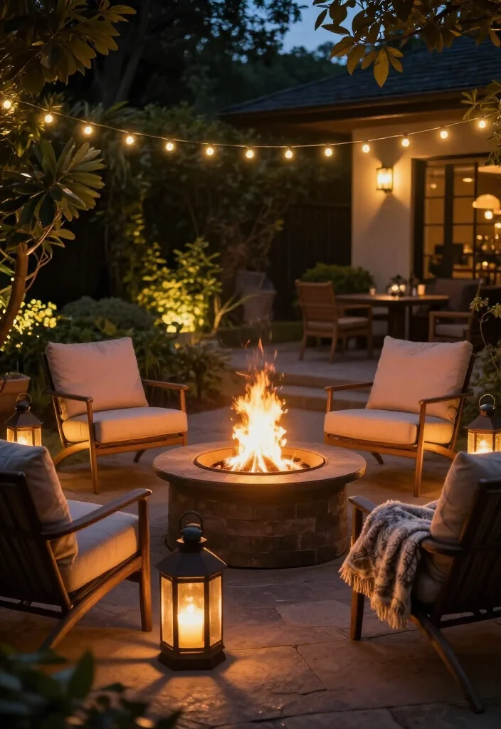 17 Patio Light Ideas That'll Instantly Transform Your Outdoor Space (You Won't Believe #7!) - 14. Fire Pit Lighting 1
