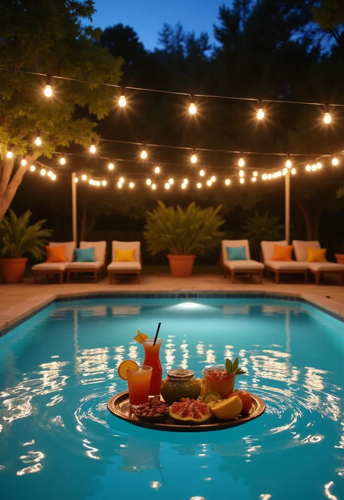 17 Romantic Outdoor String Lights Setups That Will Set the Mood for Your Date Night! - 11. Poolside Retreat 1