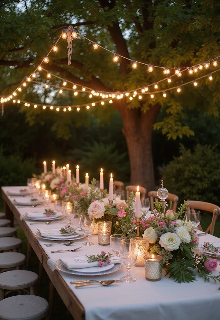 17 Romantic Outdoor String Lights Setups That Will Set the Mood for Your Date Night! - 3. Garden Party Elegance 1