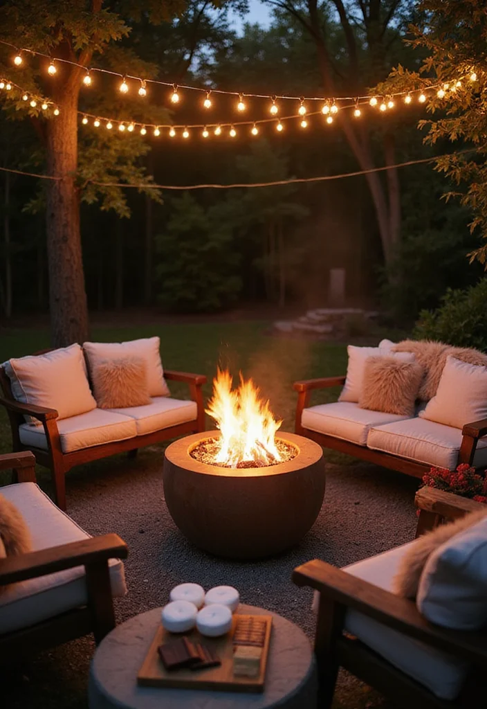 17 Romantic Outdoor String Lights Setups That Will Set the Mood for Your Date Night! - 4. Cozy Fire Pit Vibes 1