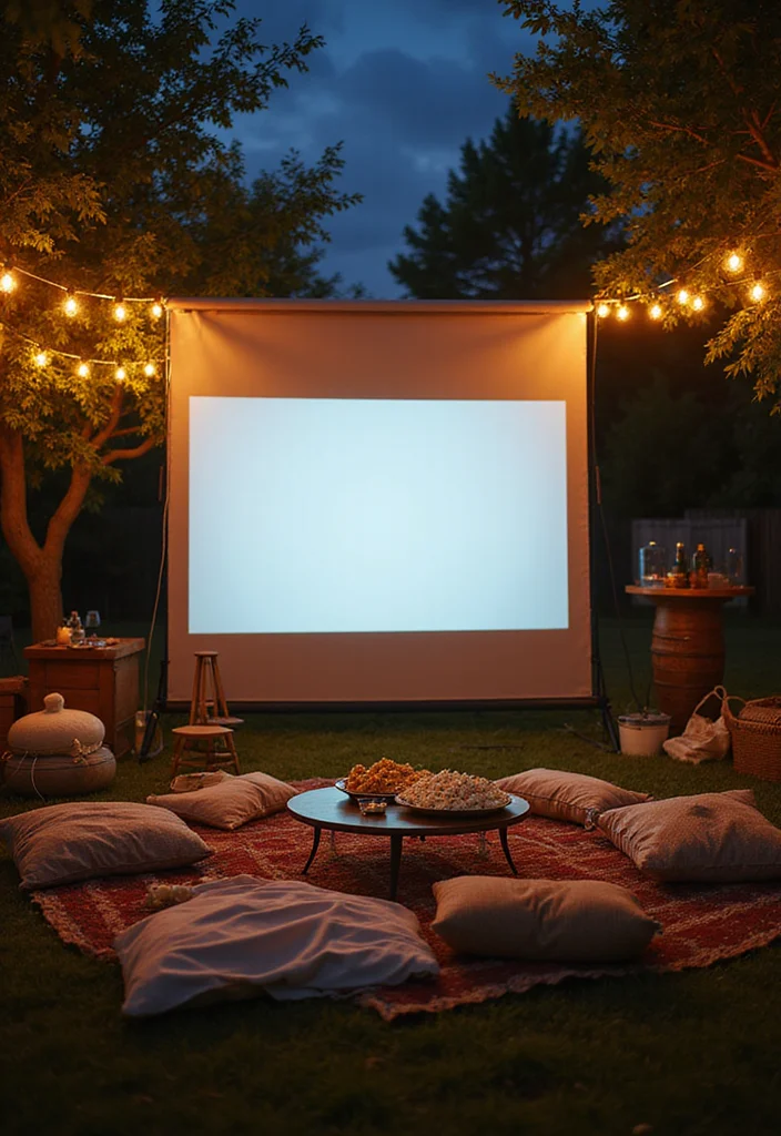17 Romantic Outdoor String Lights Setups That Will Set the Mood for Your Date Night! - 8. Romantic Movie Night 1