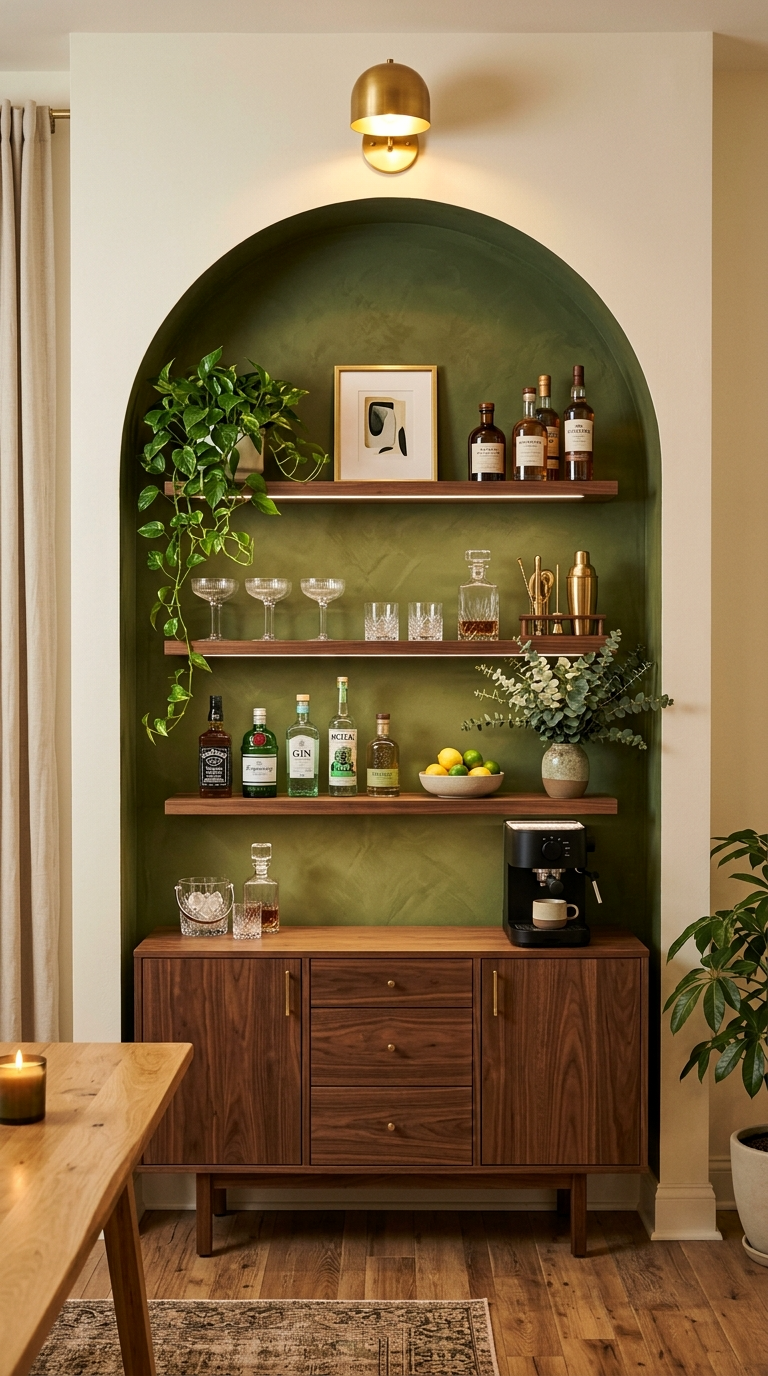 18 Creative Neo Deco Bar Cart Styling Ideas for the Ultimate Home Bar! - 1. Lush Greenery and Botanical Touches 1