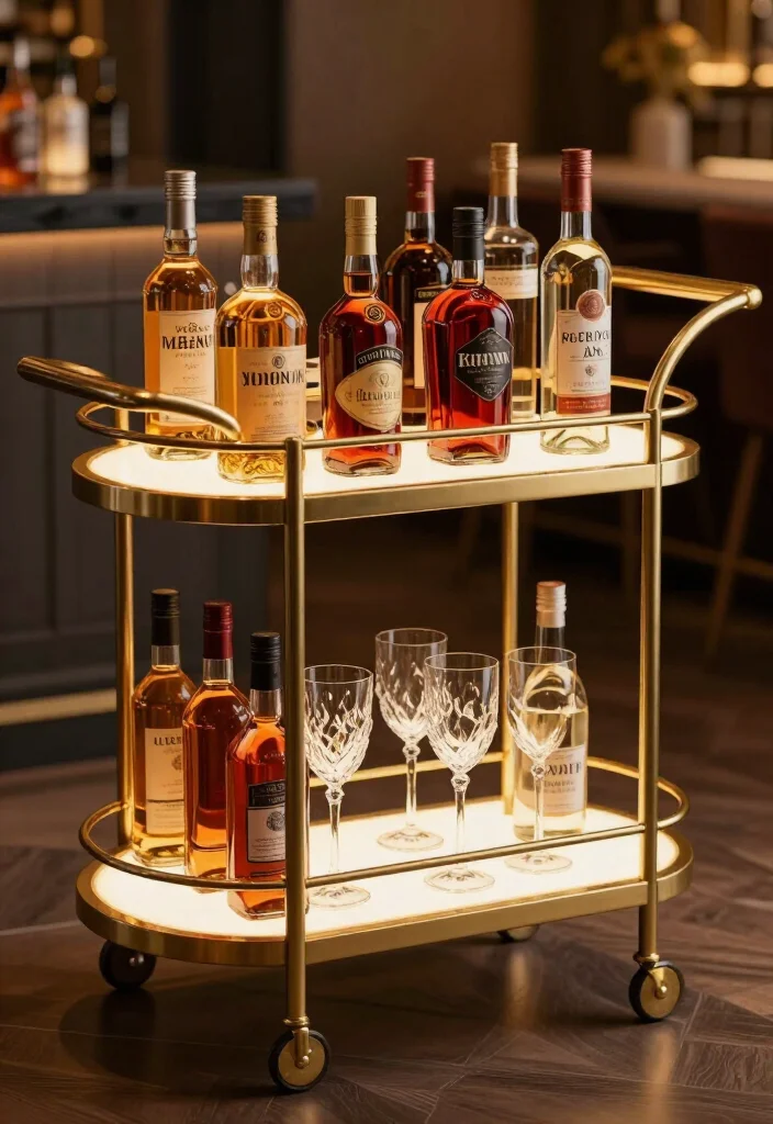 18 Creative Neo Deco Bar Cart Styling Ideas for the Ultimate Home Bar! - 11. A Touch of Metallics 1