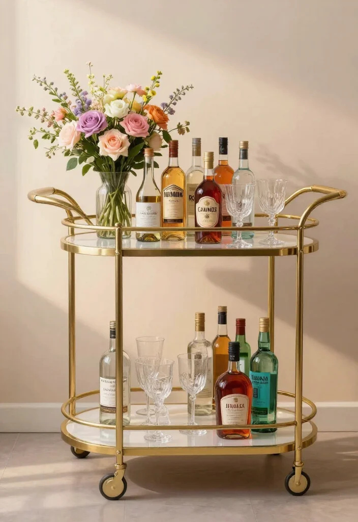 18 Creative Neo Deco Bar Cart Styling Ideas for the Ultimate Home Bar! - 7. Seasonal Decor for a Festive Touch 1