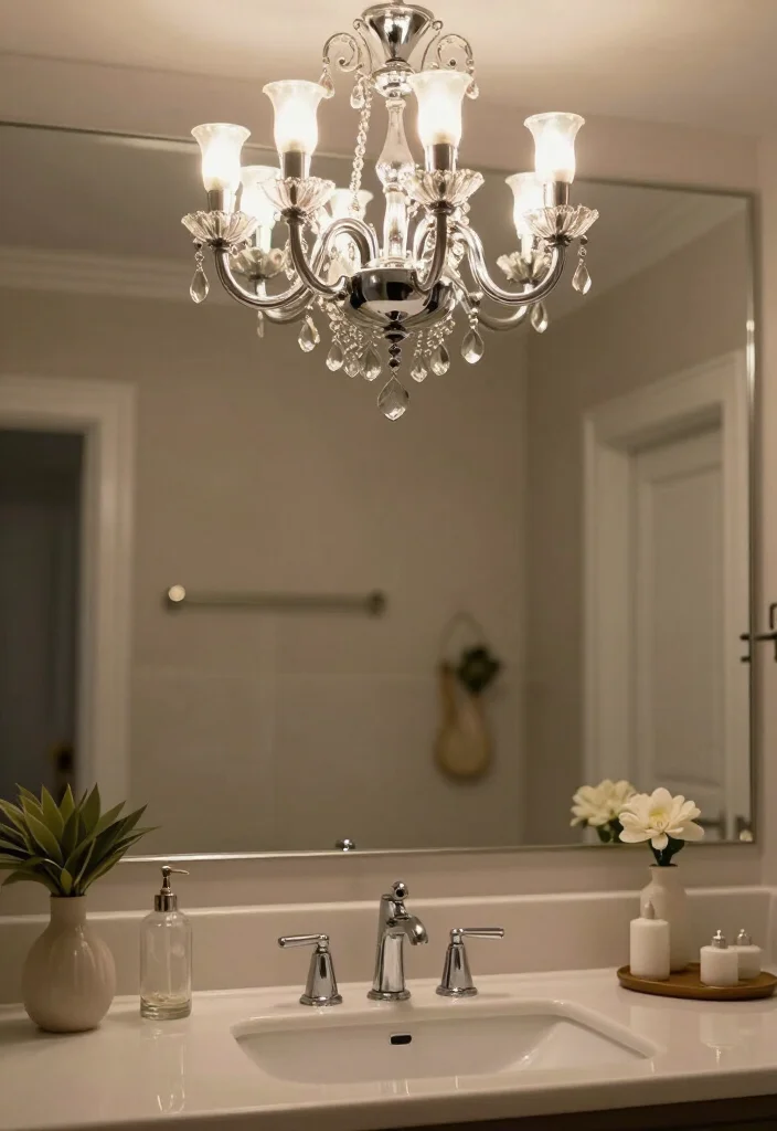 19 Elegant Chrome Bathroom Ideas to Make You Feel Like Royalty (Don’t Miss #9!) - 8. Chrome Lighting Fixtures 1