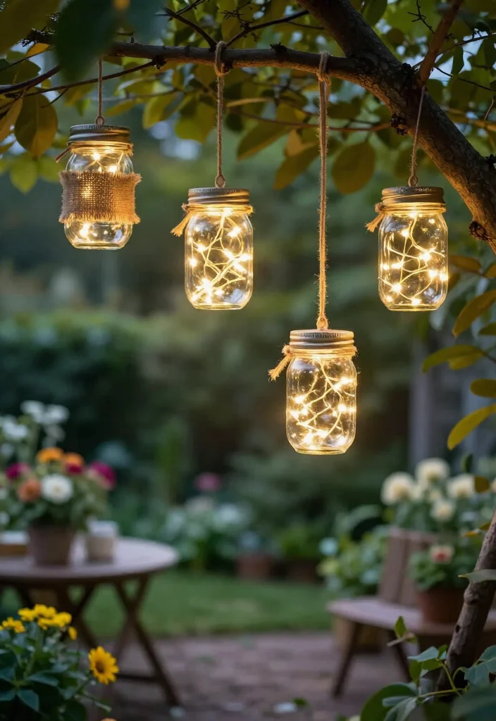 19 Unique Decorative Garden Lighting Ideas That Will Leave Everyone in Awe (#4 Will Blow Your Mind!) - 3. Rustic Mason Jar Lights 1