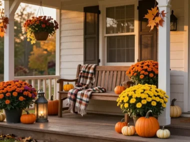 20 Fall Porch Ideas with Mums That Will Bring Seasonal Charm to Your Home!