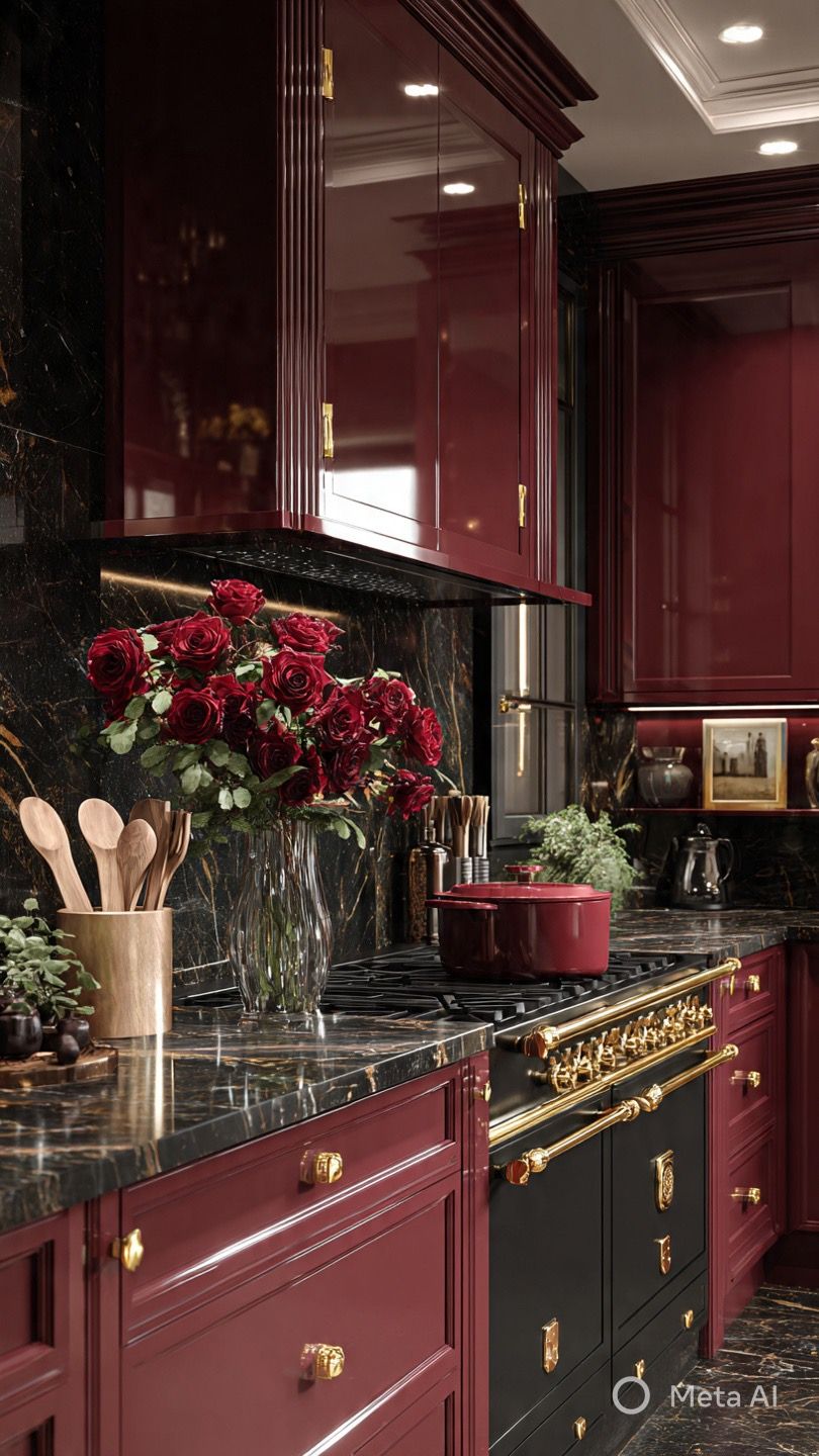 20 Gorgeous Color Combos with Blue Zellige Tile Backsplashes You Must Try! - 7. Rich Burgundy and Blush Pink 1