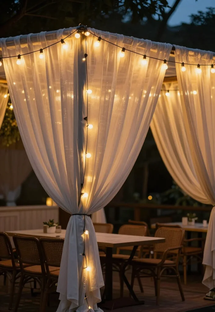 20 Magical Backyard String Lights Ideas to Transform Your Outdoor Space (You Won't Believe #12!) - 13. Soft Drapes with Lights 1
