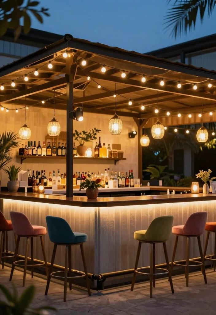 20 Magical Backyard String Lights Ideas to Transform Your Outdoor Space (You Won't Believe #12!) - 18. Chic Outdoor Bar Lighting 1
