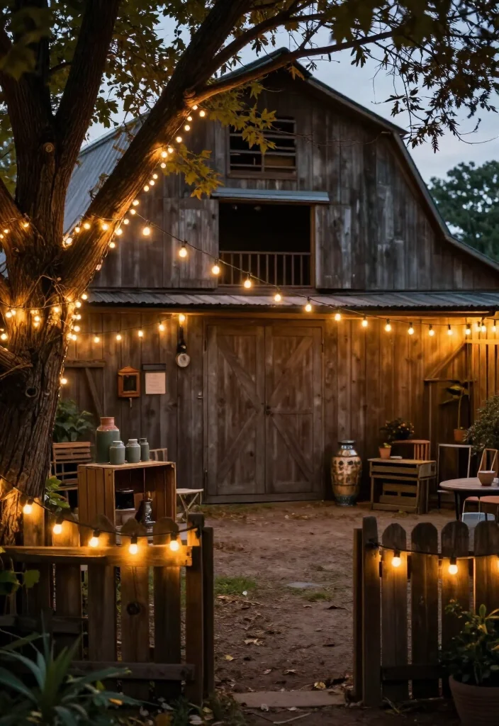 20 Magical Backyard String Lights Ideas to Transform Your Outdoor Space (You Won't Believe #12!) - 8. Rustic Barn Style 1