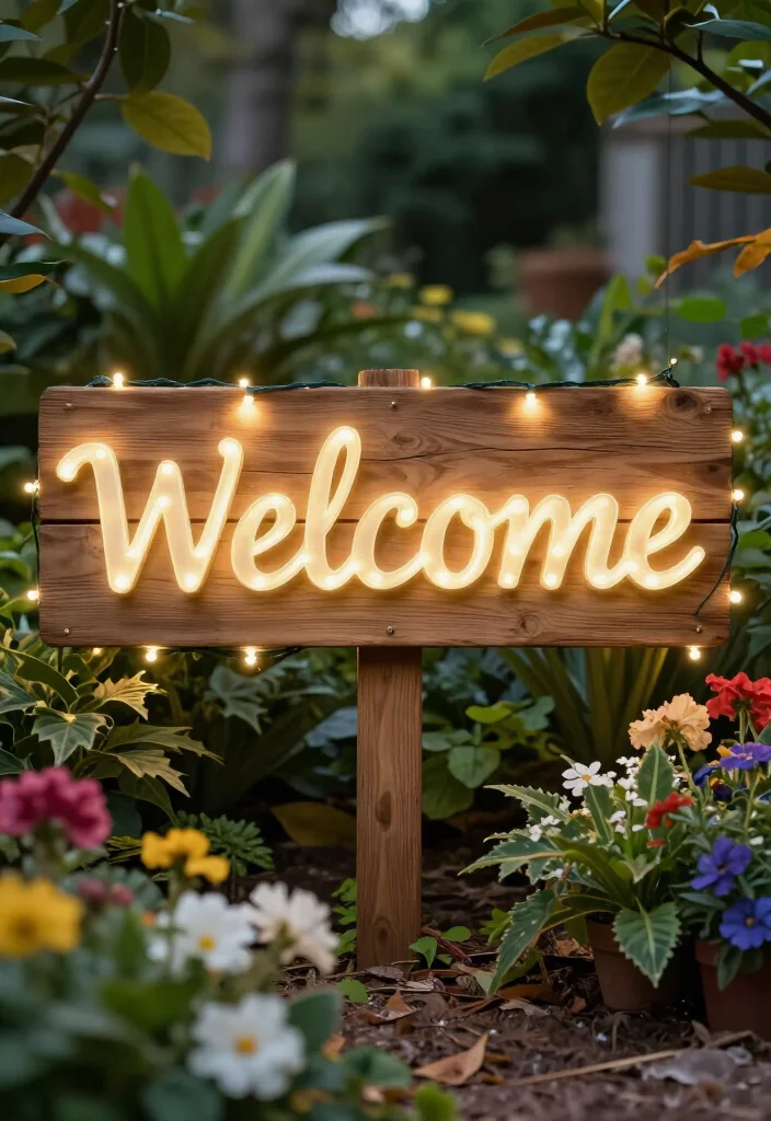 20 Whimsical Fairy Lights Decor Hacks That Will Make Your Garden Shine Bright! - 13. Light-Up Signs 1