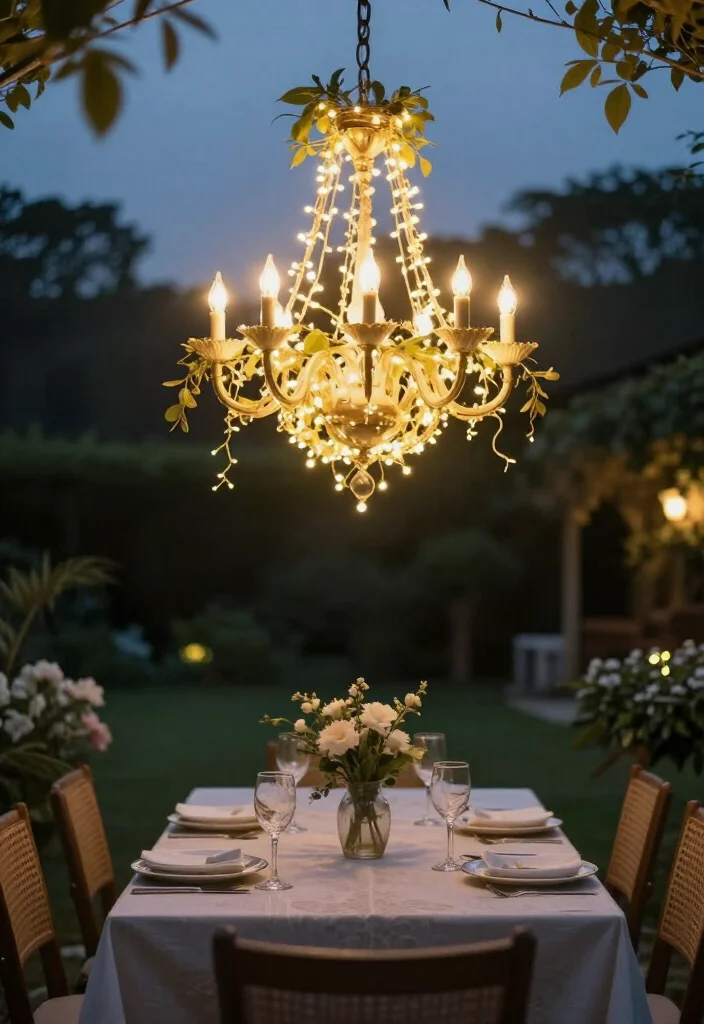 20 Whimsical Fairy Lights Decor Hacks That Will Make Your Garden Shine Bright! - 17. Fairy Light Chandelier 1