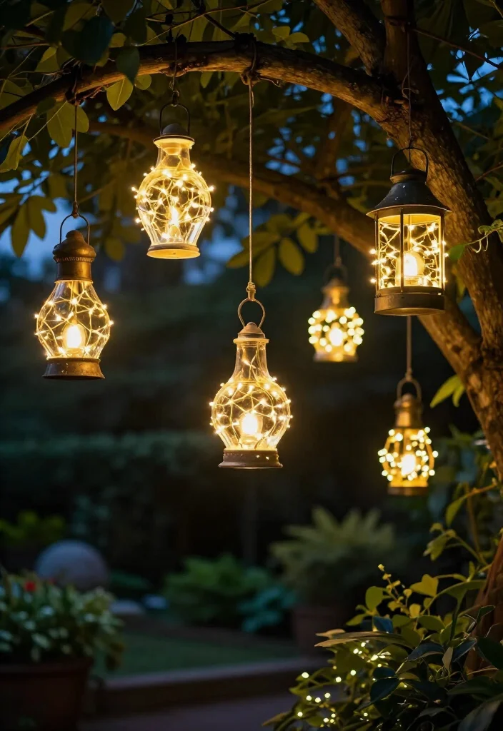 20 Whimsical Fairy Lights Decor Hacks That Will Make Your Garden Shine Bright! - 4. Hanging Lanterns 1