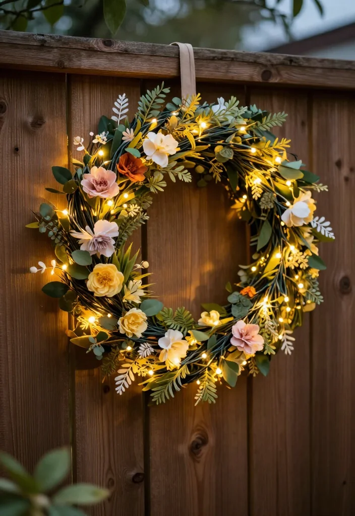 20 Whimsical Fairy Lights Decor Hacks That Will Make Your Garden Shine Bright! - 9. Fairy Light Wreaths 1